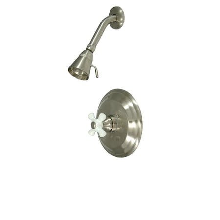 Kingston Brass Shower Faucet, 2, Wall Mount, Brushed Nickel KB3638PXSO